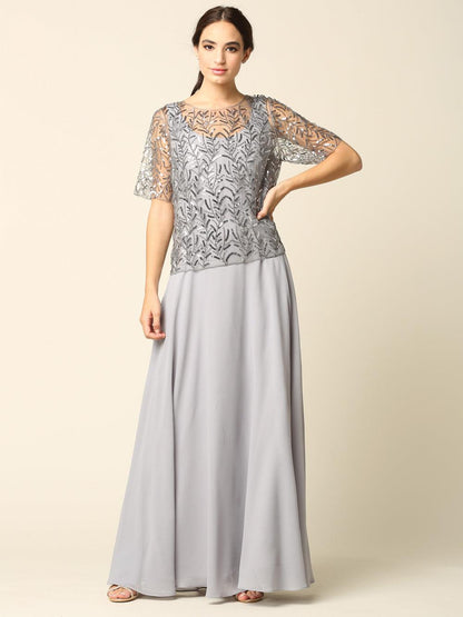 Mother of the Bride Beaded Long Formal Chiffon Gown