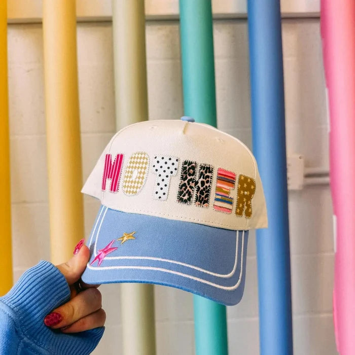 Mother Patchwork Trucker Hat - Cream / Blue