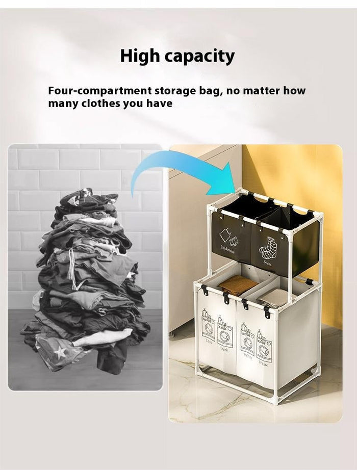 Multifunctional laundry basket with ventilated mesh sides and reinforced handles for home storage and organization