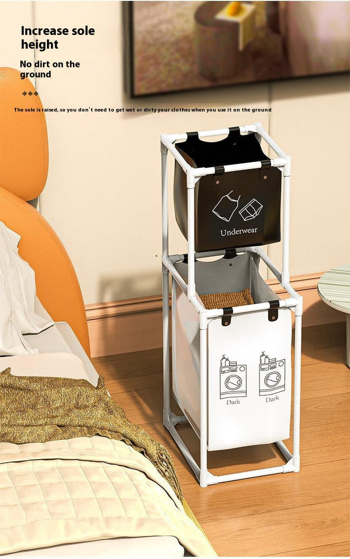 Rectangular multifunctional laundry basket with mesh sides, reinforced handles, and collapsible design for home storage and organization