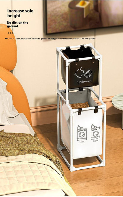 Rectangular multifunctional laundry basket with mesh sides, reinforced handles, and collapsible design for home storage and organization