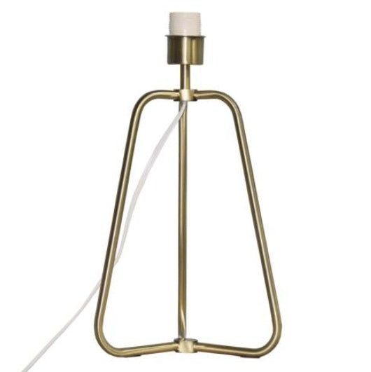 Small modern stylish desk lamp with marble-patterned shade and bronze metal base on a table
