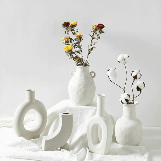 Minimalist Nordic ceramic vase with elegant sculptural design for home decor