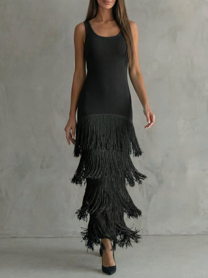 Odette · Long Backless Dress with Wide Shoulders