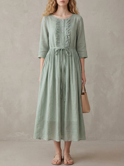 Odette · Midi Dress with Adjustable Lace-Up Waist