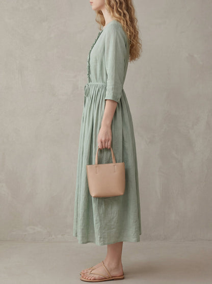 Odette · Midi Dress with Adjustable Lace-Up Waist