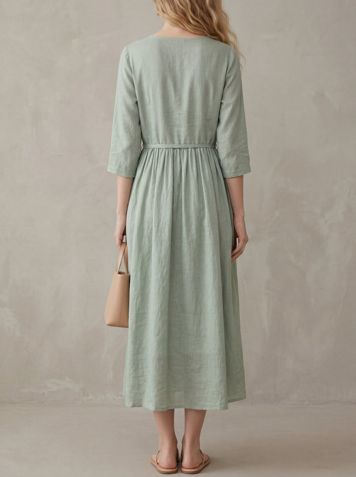 Odette · Midi Dress with Adjustable Lace-Up Waist