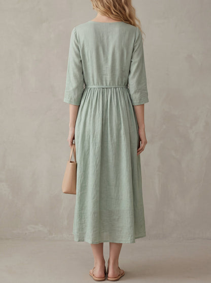 Odette · Midi Dress with Adjustable Lace-Up Waist