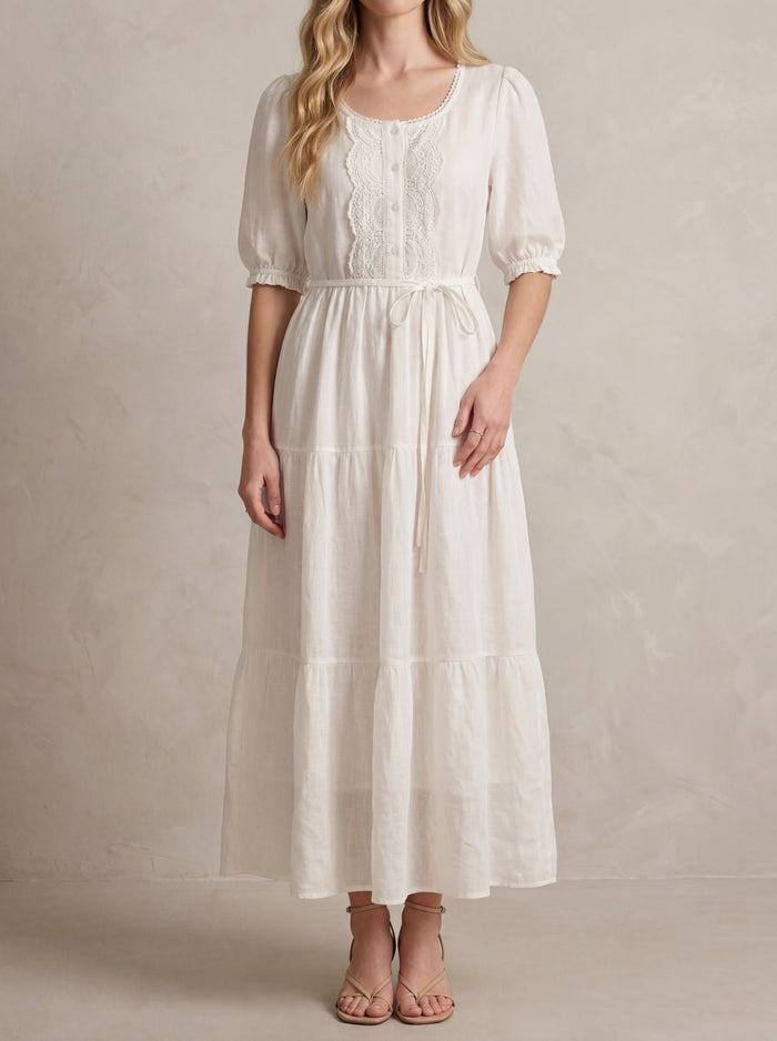 Odette · Midi Dress with Adjustable Lace-Up Waist