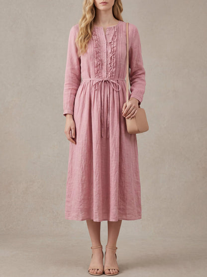 Odette · Midi Dress with Adjustable Lace-Up Waist