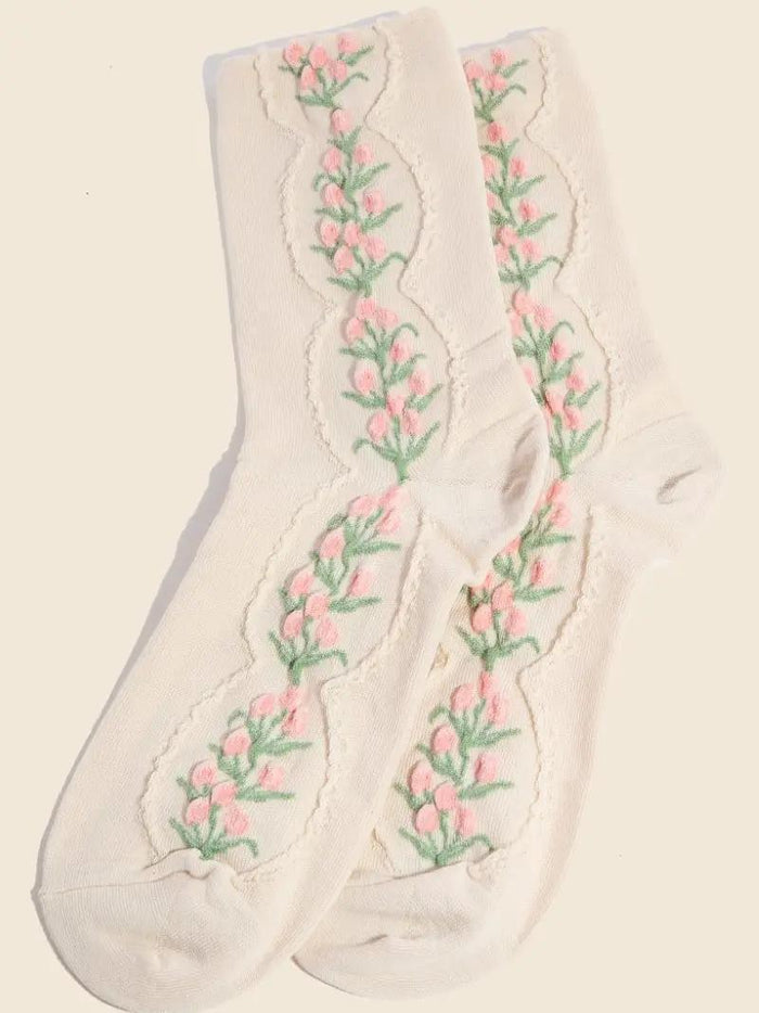 Pink Floral Socks