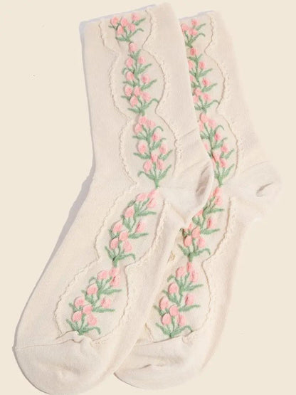 Pink Floral Socks