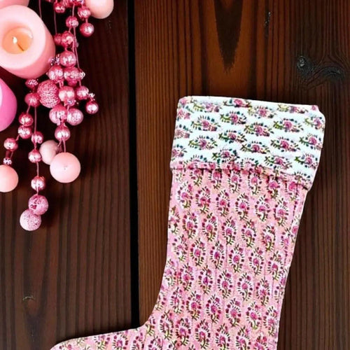 pink floral stocking