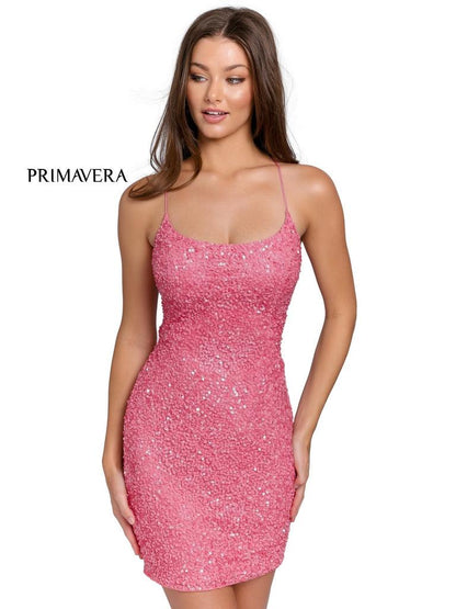Primavera Couture Short Beaded Prom Dress 3351