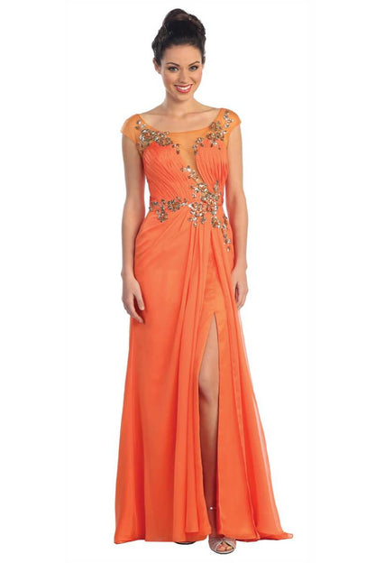 Prom Formal Dress Cap Sleeve Evening Long Gown