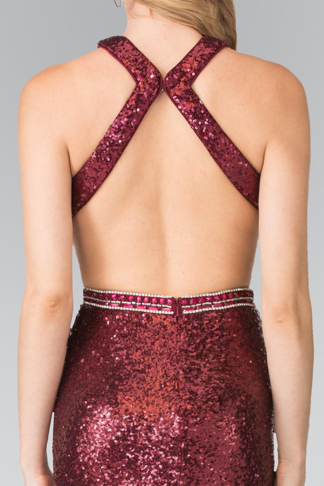 Prom Formal Sequins Long Dress with Side Slit