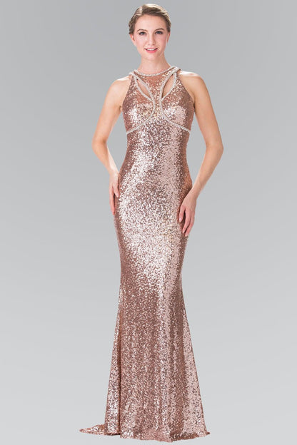 Prom Long Formal Halter Neck Beaded Evening Dress
