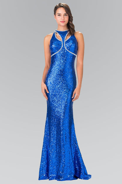 Prom Long Formal Halter Neck Beaded Evening Dress