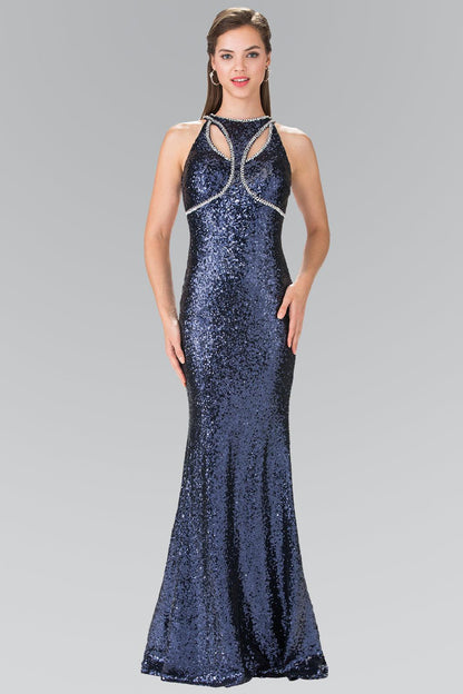 Prom Long Formal Halter Neck Beaded Evening Dress