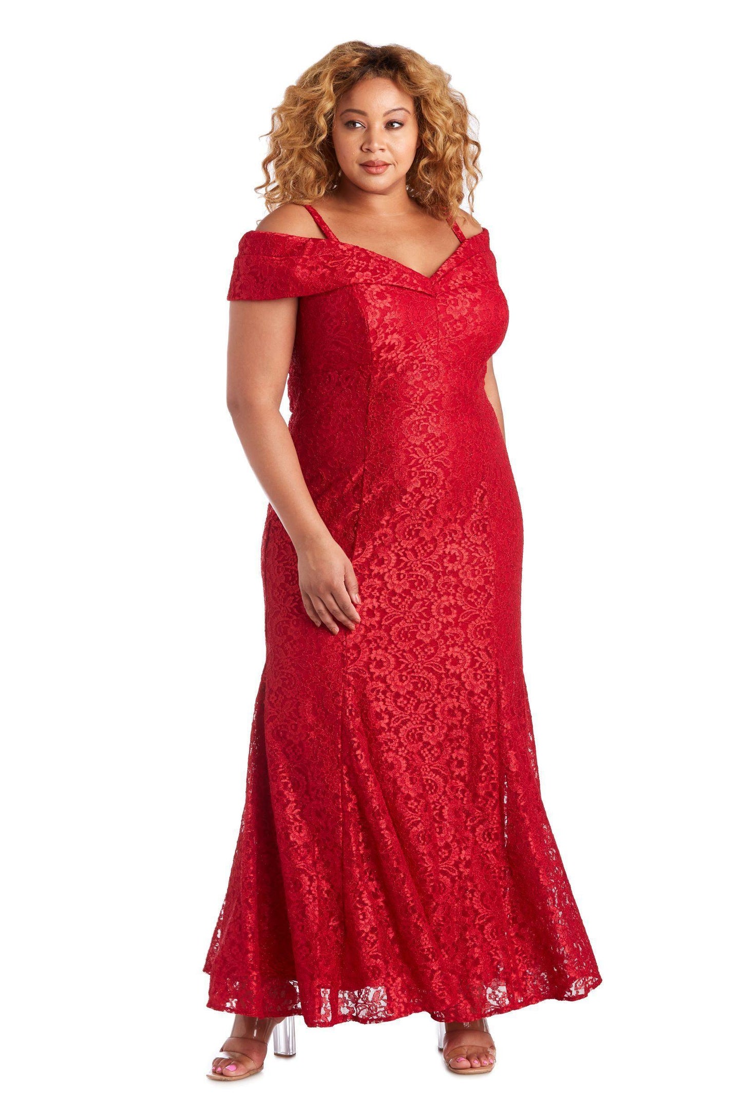 R&M Richards 2047W Formal Plus Size Long Lace Gown