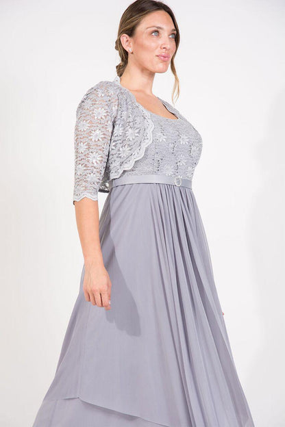 R&M Richards 7300W Plus Size Long Mother of the Bride Formal Jacket Dress
