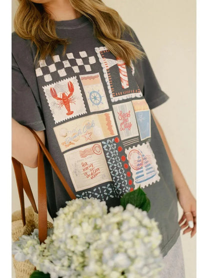 Seas the Day- Match Box Stamp Graphic Tee