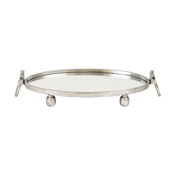 Silver Iron Oval Mirror Tray