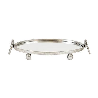 Silver Iron Oval Mirror Tray