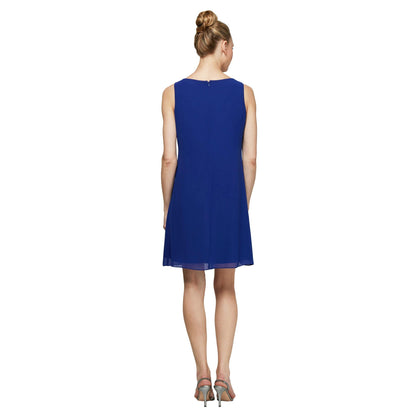 SL Fashions 112806 Short Sleeveless Chiffon Dress