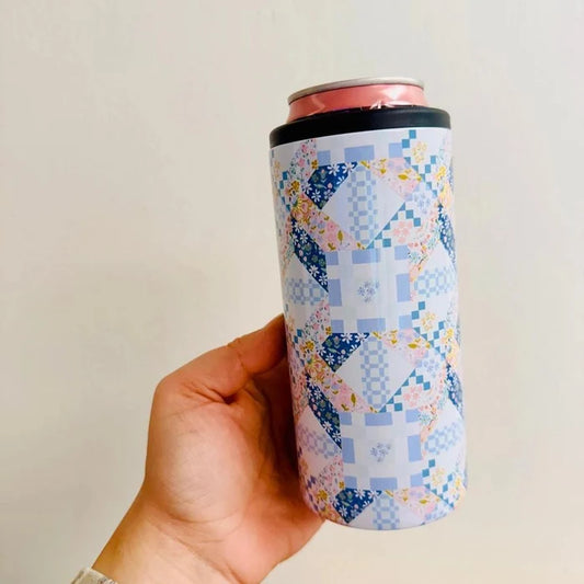 Slim Can Cooler, Blue Quilt Pattern