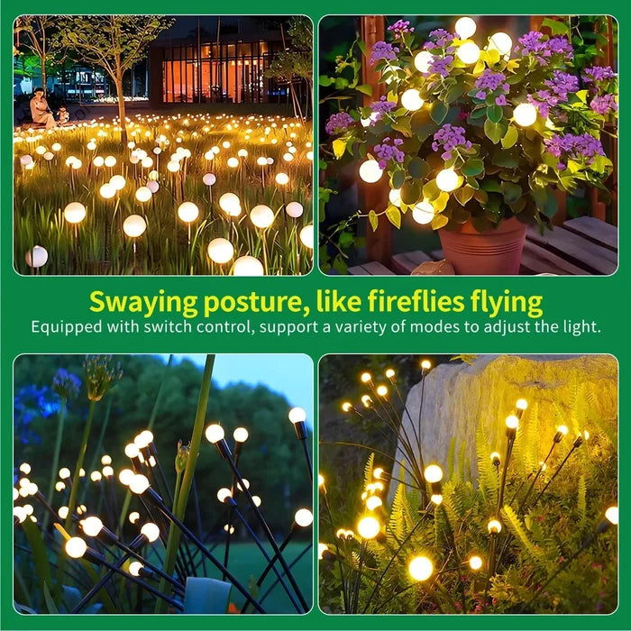 Solar Firefly Lights LED outdoor garden lights with swaying firefly effect and waterproof solar panels