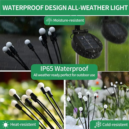 Solar Firefly Lights LED outdoor garden lights with flexible iron wire and waterproof solar panel