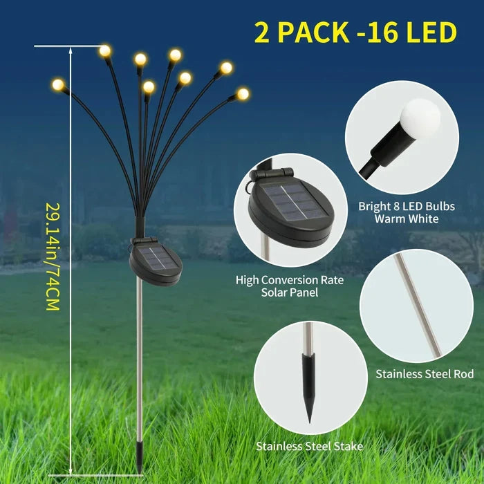 Solar Firefly Lights LED solar outdoor garden lights with flexible wire, waterproof design, and natural swaying firefly effect