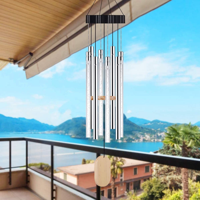 Solar wind chimes outdoor patio lamp with solar-powered LED light and weather-resistant materials