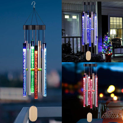 Solar wind chimes outdoor patio lamp with solar-powered LED light and weather-resistant design