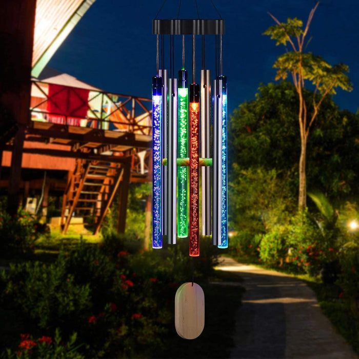 Solar wind chimes outdoor patio lamp with solar-powered LED light and weather-resistant wind chimes