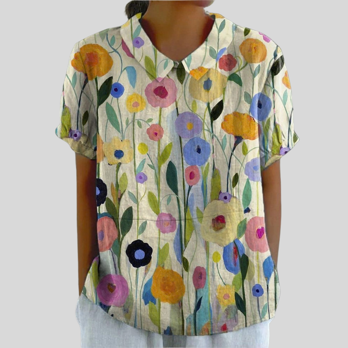 Solène | Graphic Floral Blouse