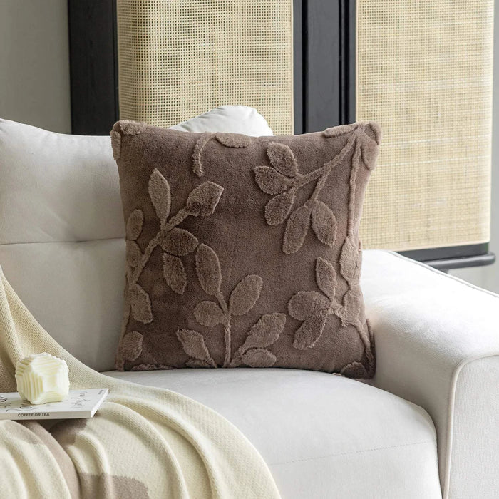 Spring leaves 3D jacquard soft Velvet Throw Pillow