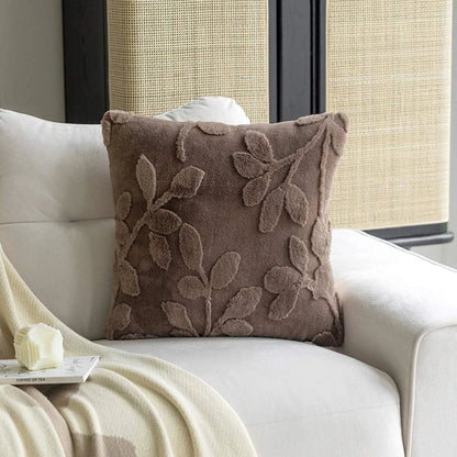 Spring leaves 3D jacquard soft Velvet Throw Pillow