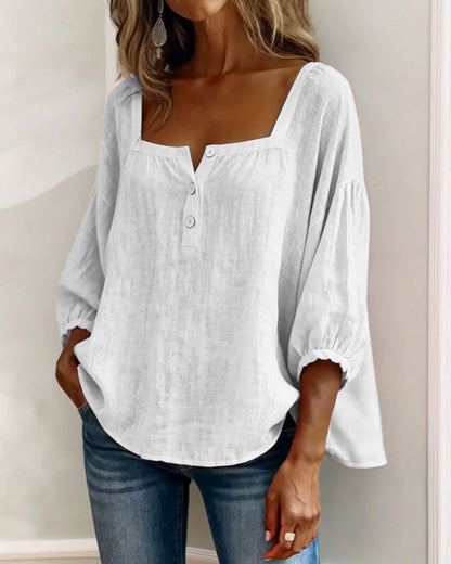 Square Neck Lantern Sleeve Shirt