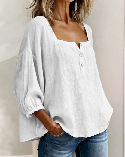 Square Neck Lantern Sleeve Shirt