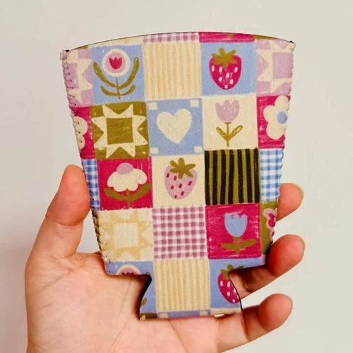 strawberry patched coffee coozie