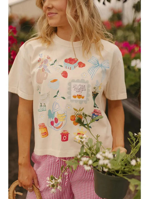 Summer Collage Mid Crop Graphic Tee