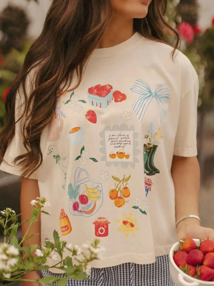 Summer Collage Mid Crop Graphic Tee