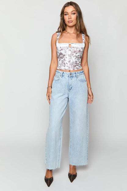Till Forever Brown Garden Print Top