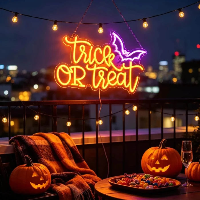USB Powered Trick OR Treat LED Neon Sign with Bat