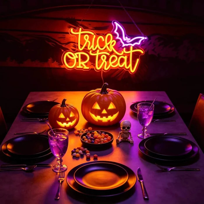 USB Powered Trick OR Treat LED Neon Sign with Bat