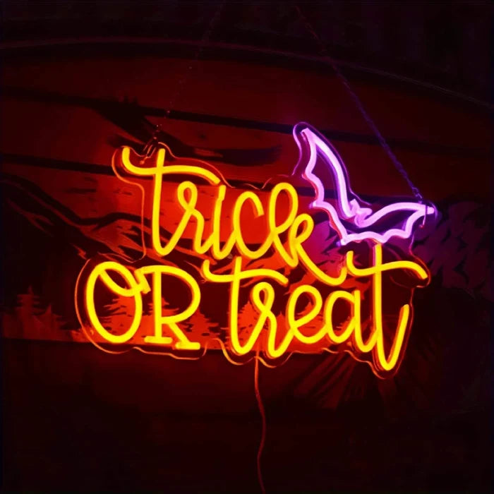 USB Powered Trick OR Treat LED Neon Sign with Bat