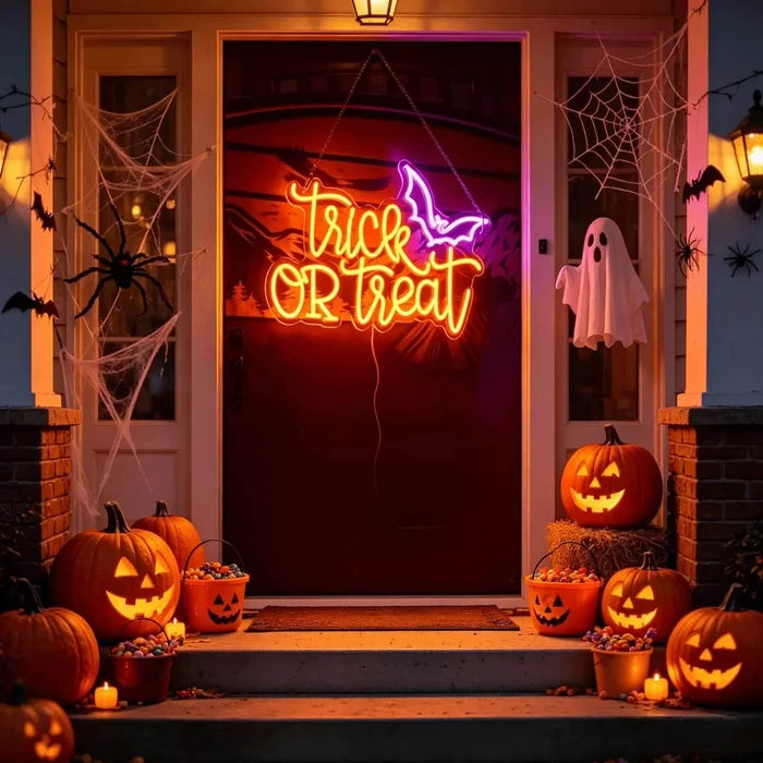 USB Powered Trick OR Treat LED Neon Sign with Bat