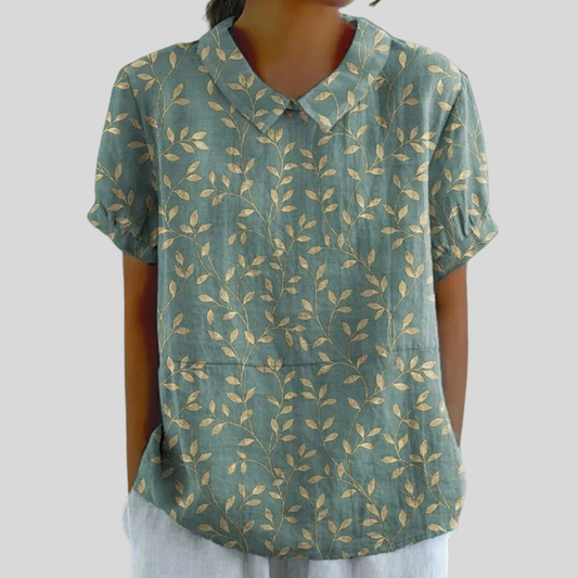 Valentine | Elegant Leaf Print Blouse
